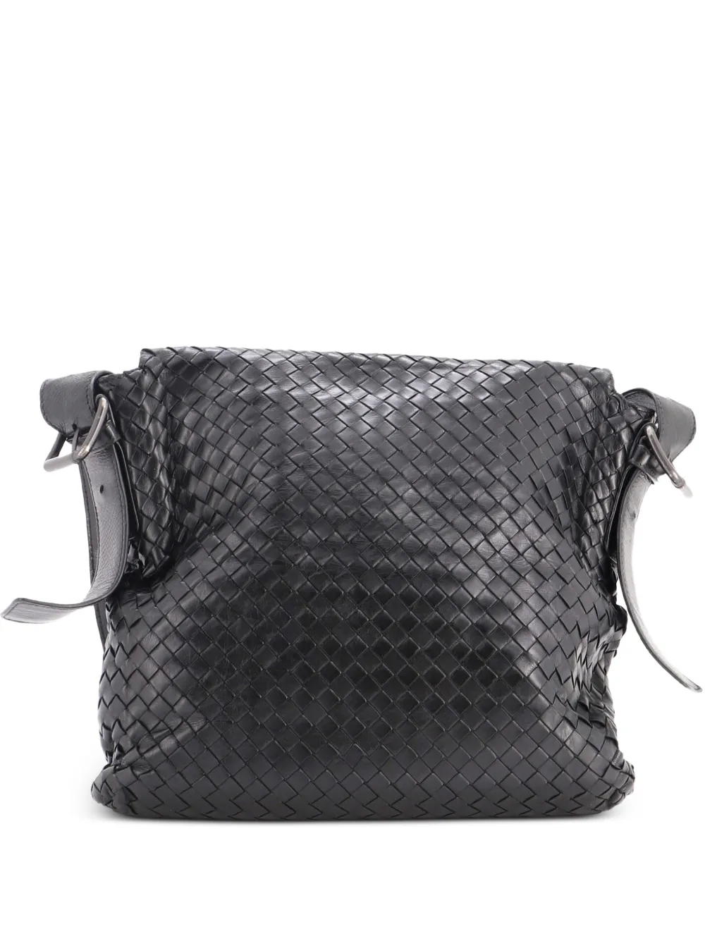 Bottega Veneta Pre-Owned Square Flap Messenger Bag Intrecciato Nappa Medium crossbody bag - Nero