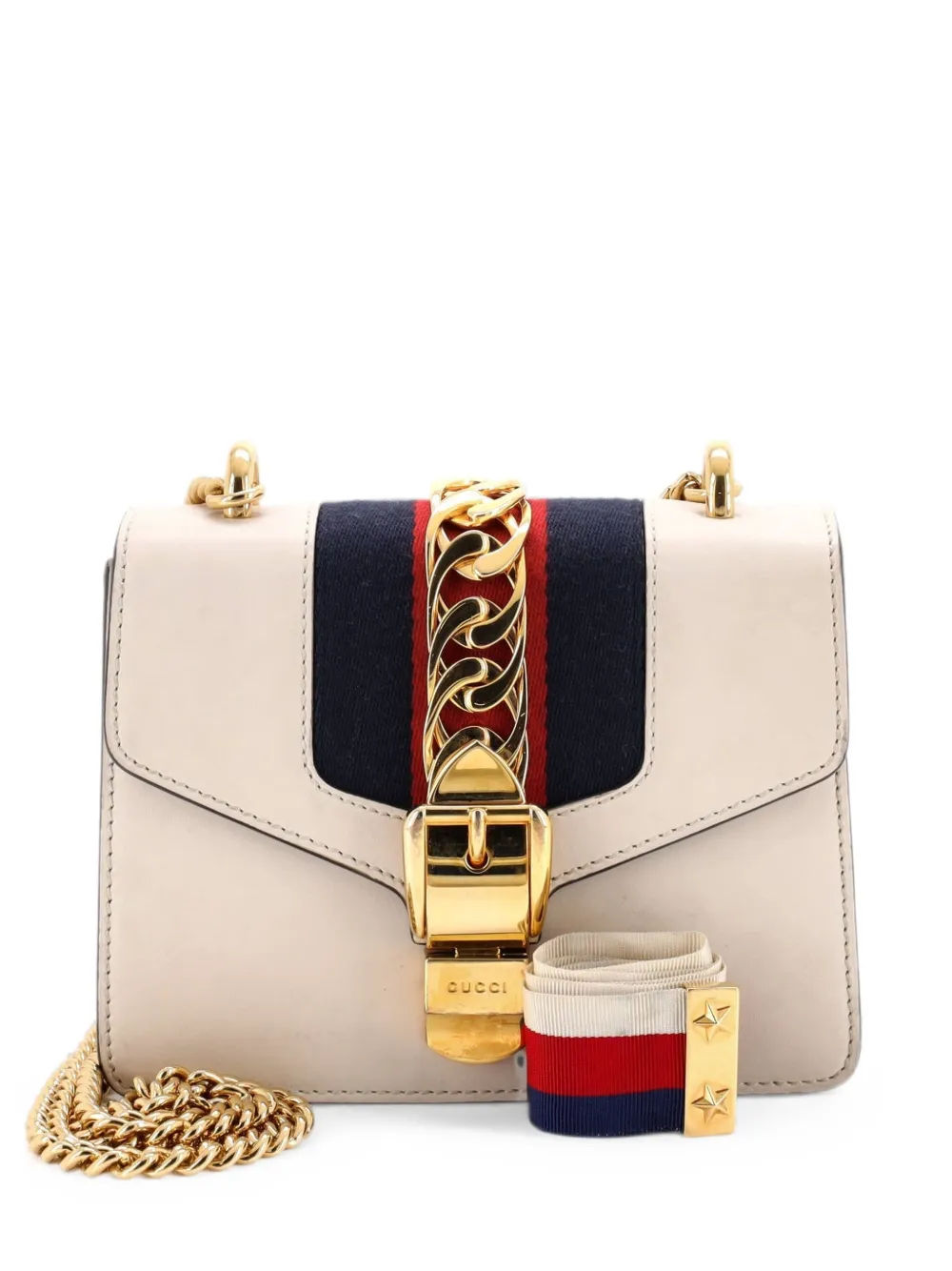 Gucci Pre-Owned Sylvie Chain Shoulder Bag Leather Mini crossbody bag - Bianco