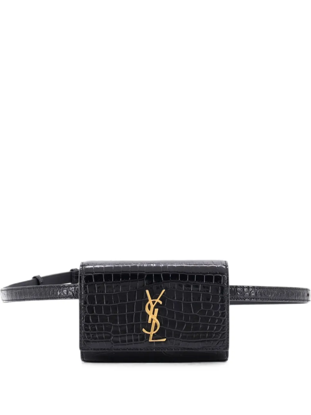Saint Laurent Pre-Owned Classic Monogram Kate Crocodile Embossed Leather Mini belt bag - Schwarz