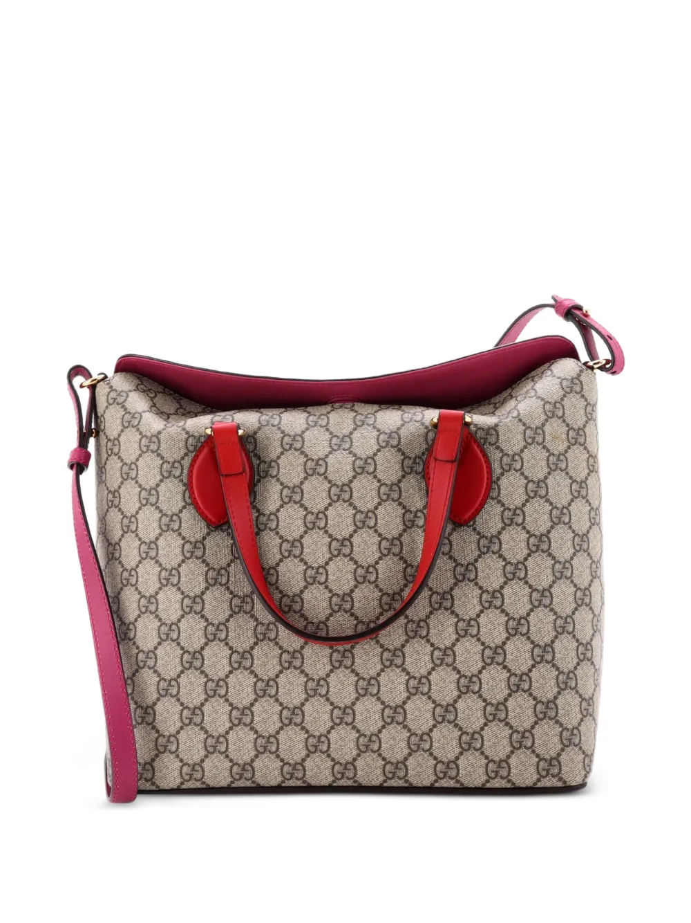 Gucci Pre-Owned Signature Fold Over Tote GG Coated Canvas with Leather Medium satchel - Marrone