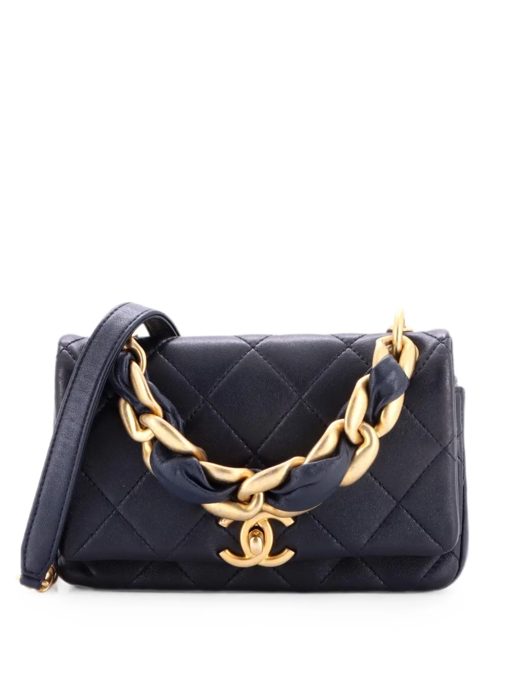 CHANEL Pre-Owned Chain Is More Flap Bag Quilted Lambskin Small shoulder bag - Blau