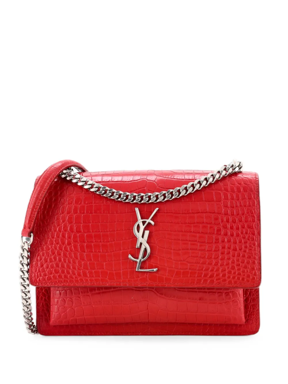 Saint Laurent Pre-Owned Sunset Crocodile Embossed Leather Medium crossbody bag - Rosso