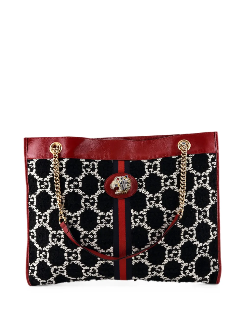 Gucci Pre-Owned Rajah Chain GG Tweed Large tote bag - Schwarz