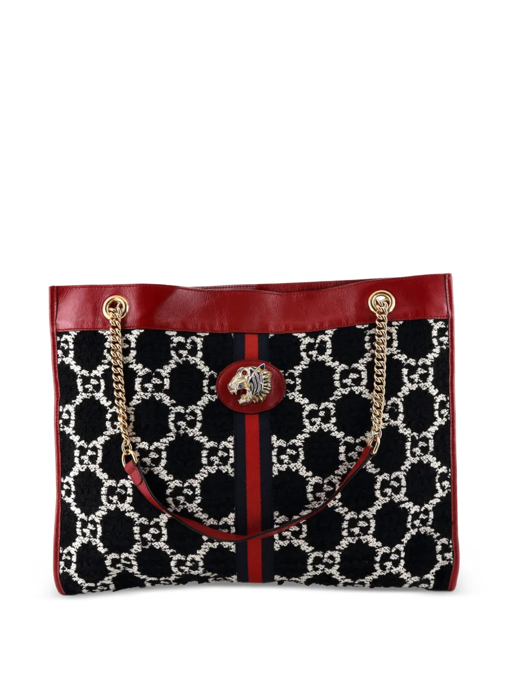 Gucci Pre-Owned Rajah Chain GG Tweed Large tote bag - Nero