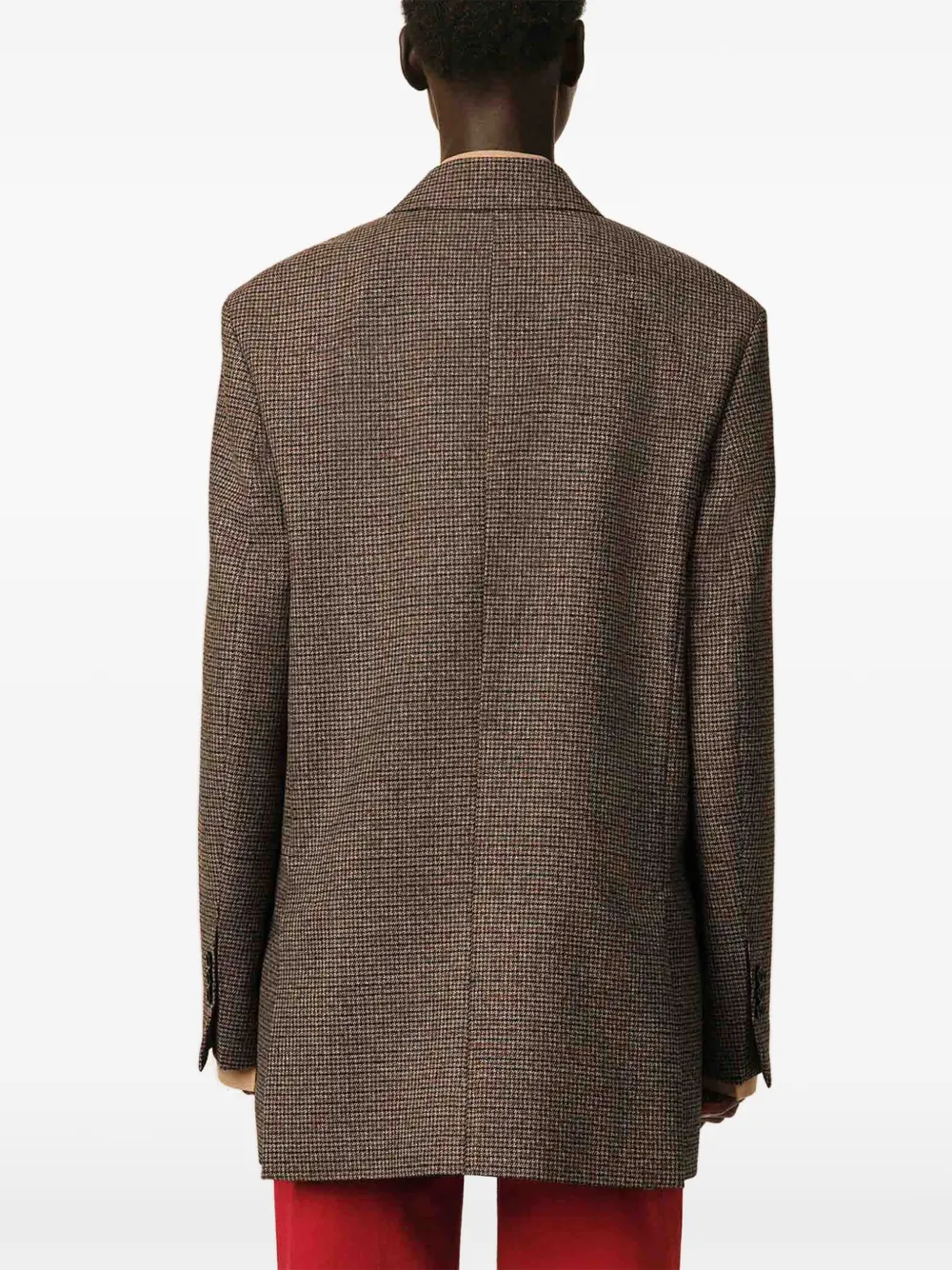 AMI Paris Wollen blazer met dubbele rij knopen en pied-de-poule-patroon Bruin