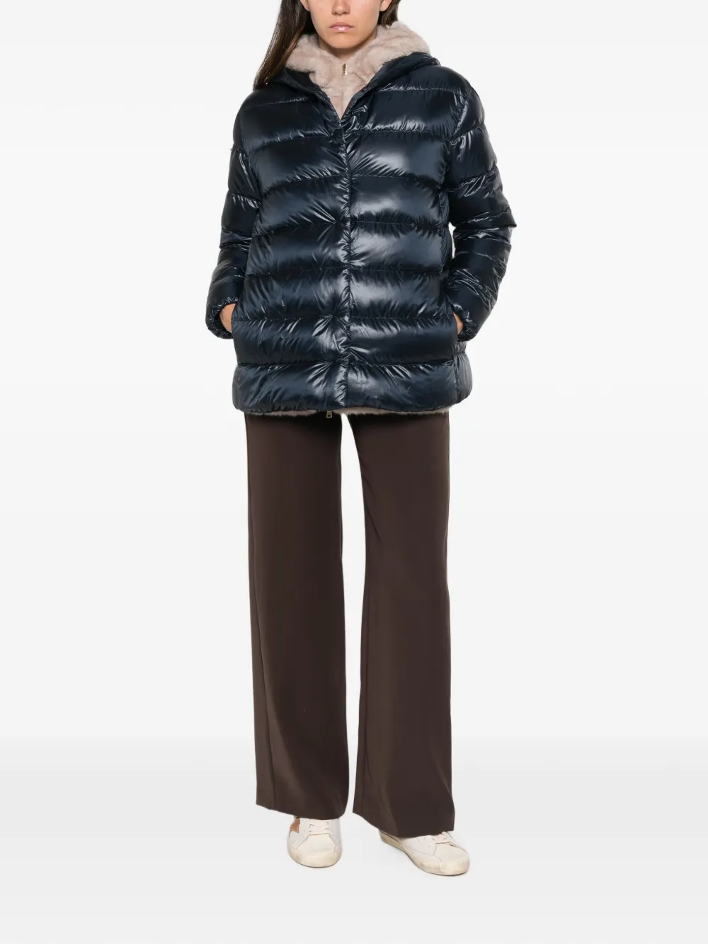 Herno Gevoerd jack met capuchon Blauw