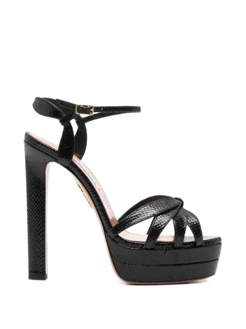 Aquazzura snakeskin-effect platform sandals Zwart