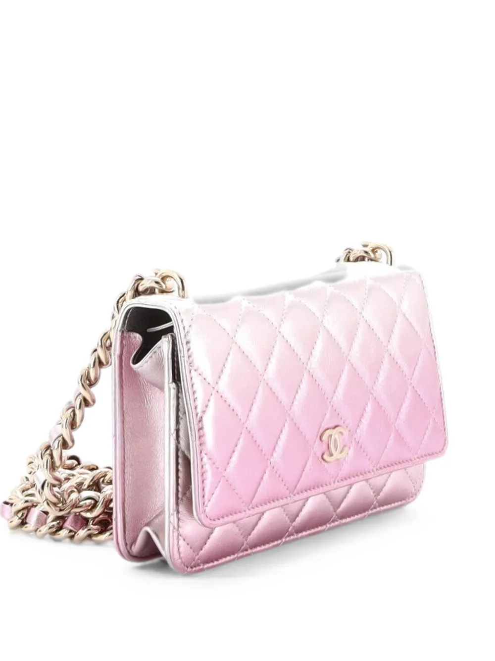 CHANEL Pre-Owned Like a Wallet Wallet on Chain Quilted Gradient Metallic Lambskin crossbody bag - Rosa
