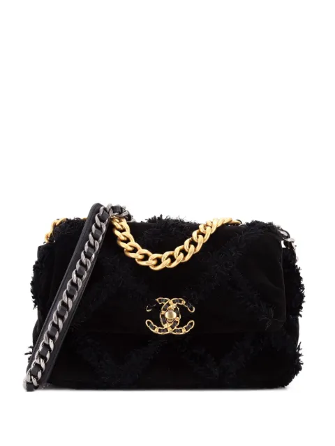 CHANEL Pre-Owned 19 Flap Bag Quilted Velvet Medium shoulder bag