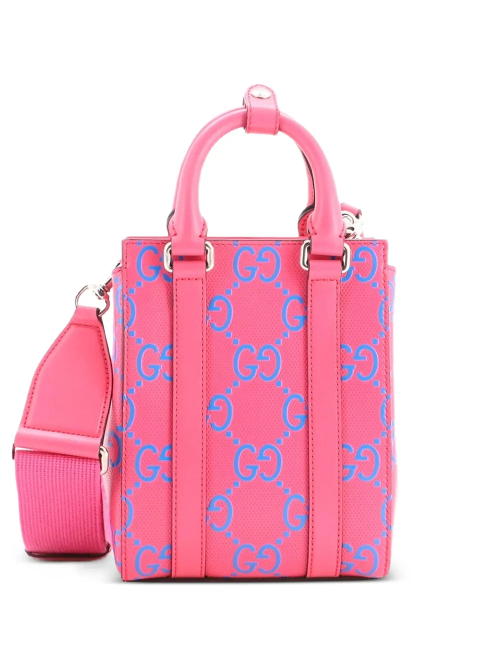 Gucci Pre-Owned Convertible Open GG Embossed Perforated Leather Mini tote bag - Blu