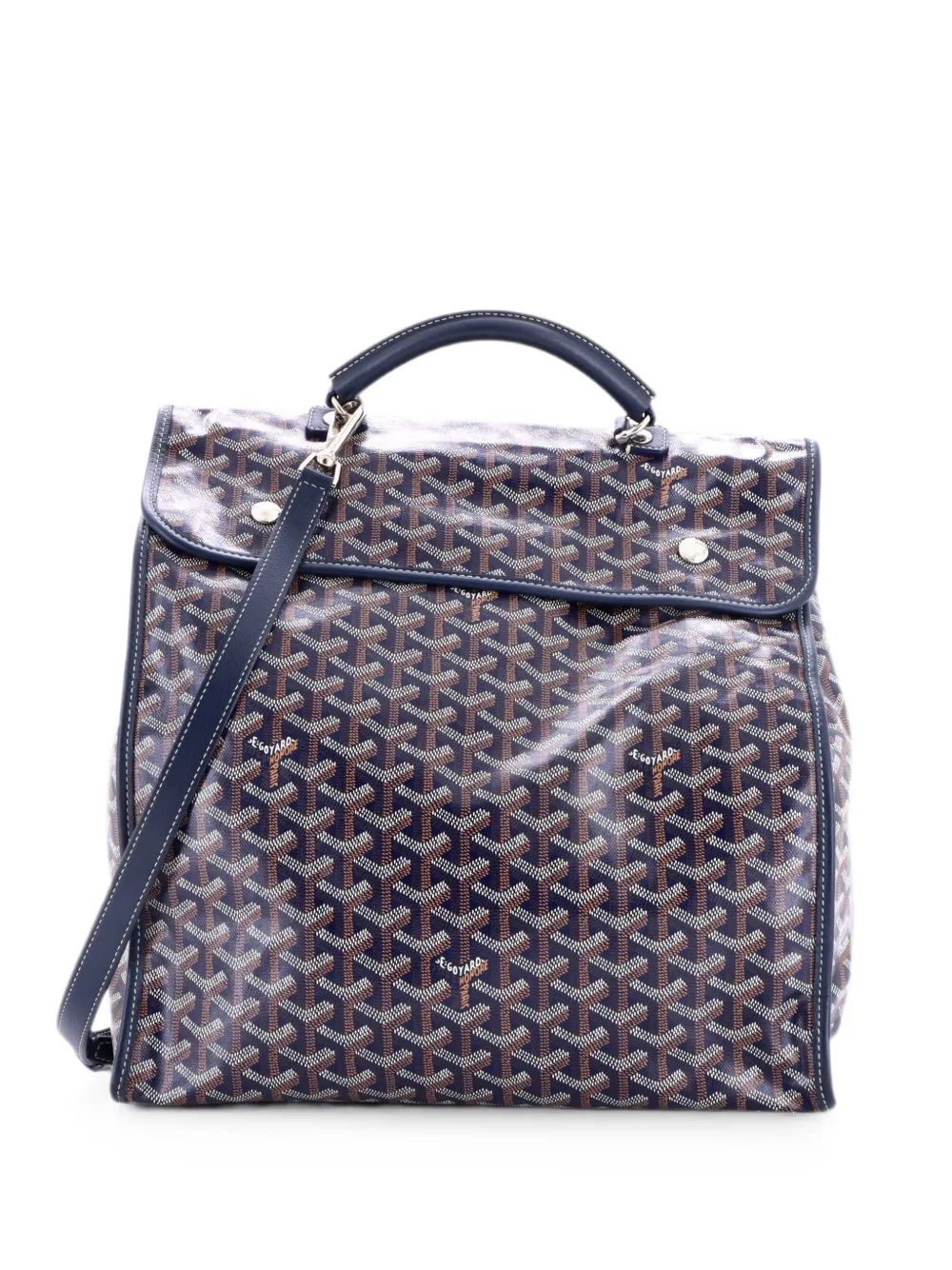 Pre-owned Goyard Saint Leger Briefcase Coated Canvas Backpack In ブルー