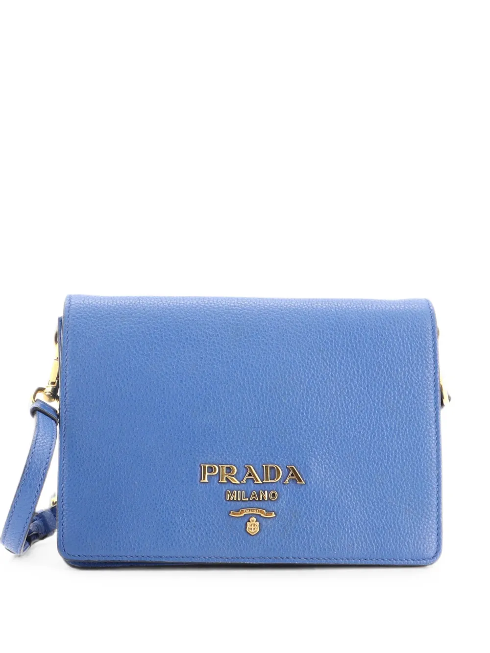 Prada Pre-Owned Dual Strap Flap Vitello Daino Small crossbody bag - Blau