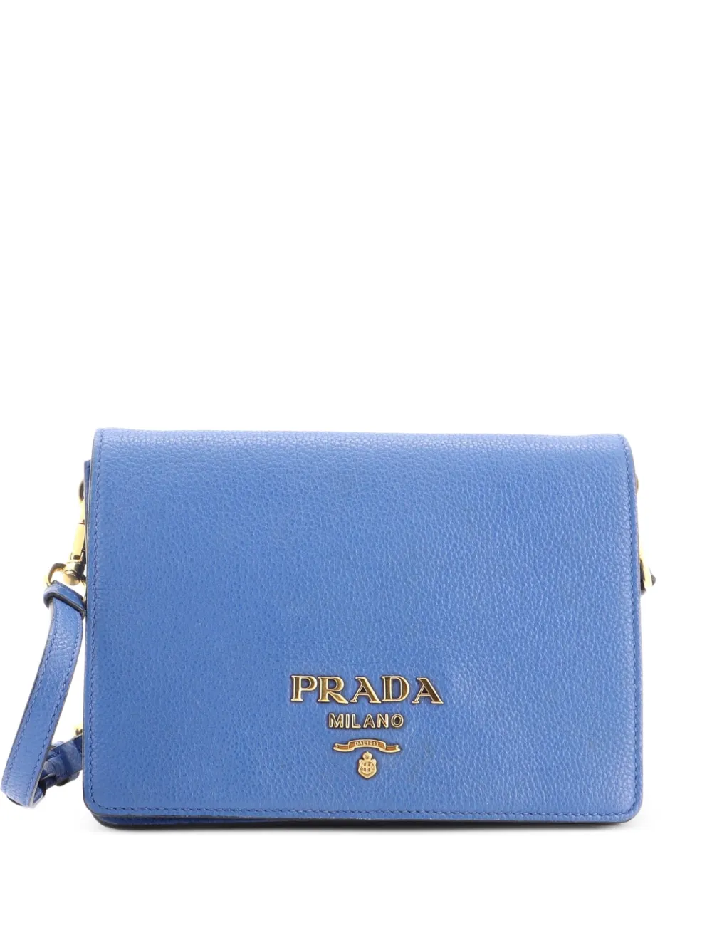 Prada Pre-Owned Dual Strap Flap Vitello Daino Small crossbody bag - Blu