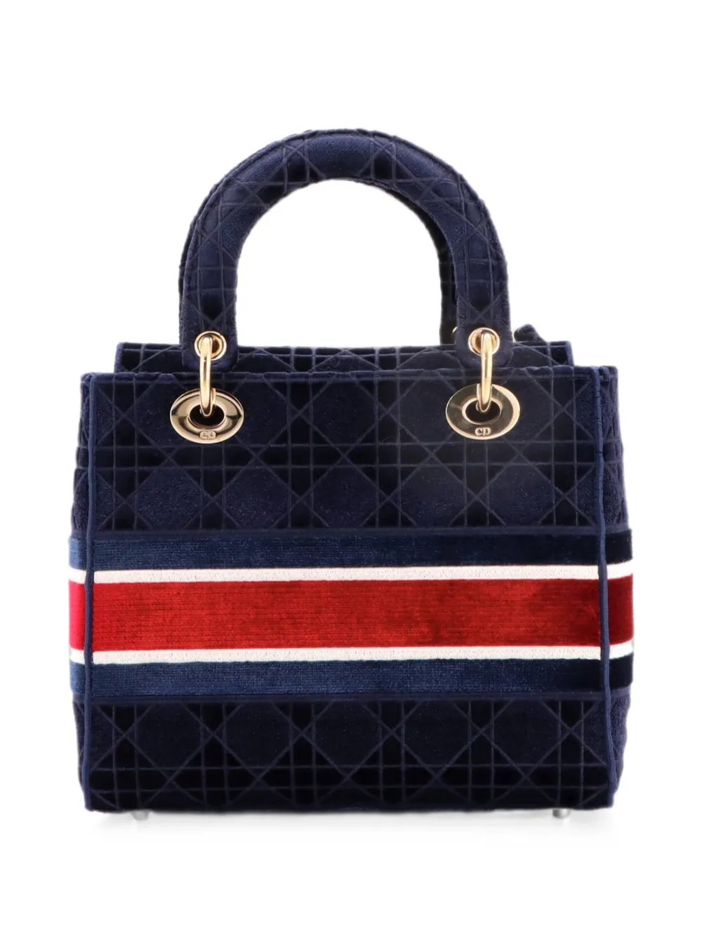 Christian Dior Pre-Owned Lady D-Lite Bag Cannage Embroidered Velvet Medium tote bag - Blu