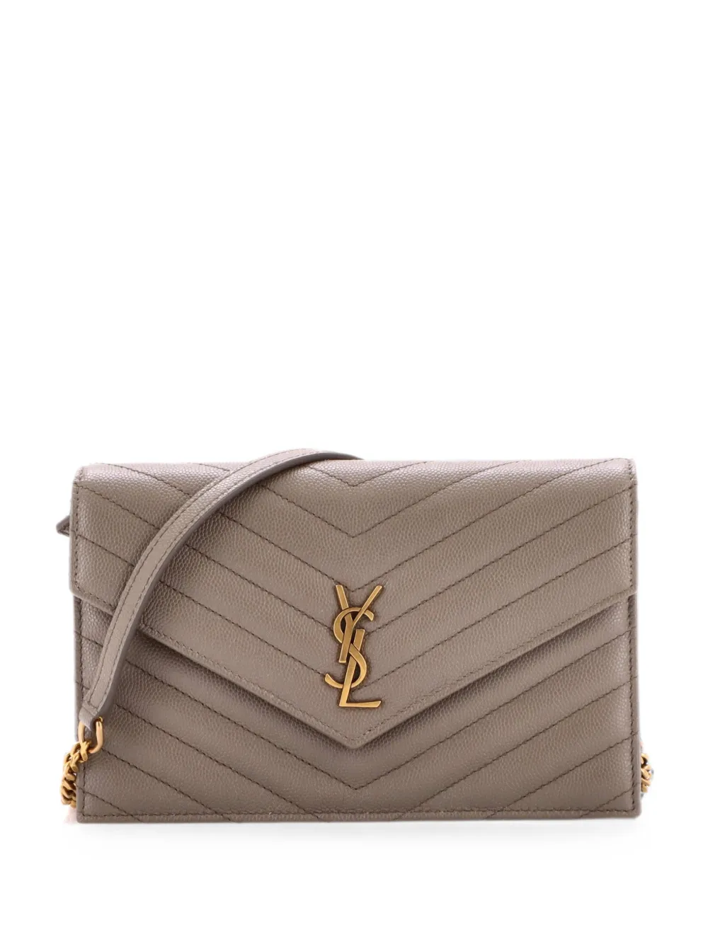 Saint Laurent Pre-Owned Classic Monogram Wallet on Chain Matelasse Chevron Leather Small crossbody bag - Toni neutri