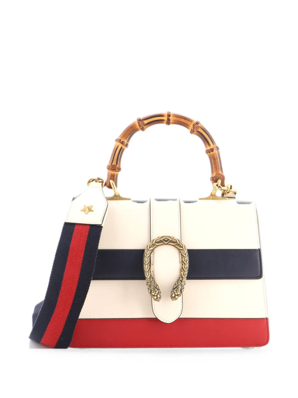 Gucci Pre-Owned Dionysus Bamboo Top Handle Bag Colorblock Leather Medium satchel - Blau