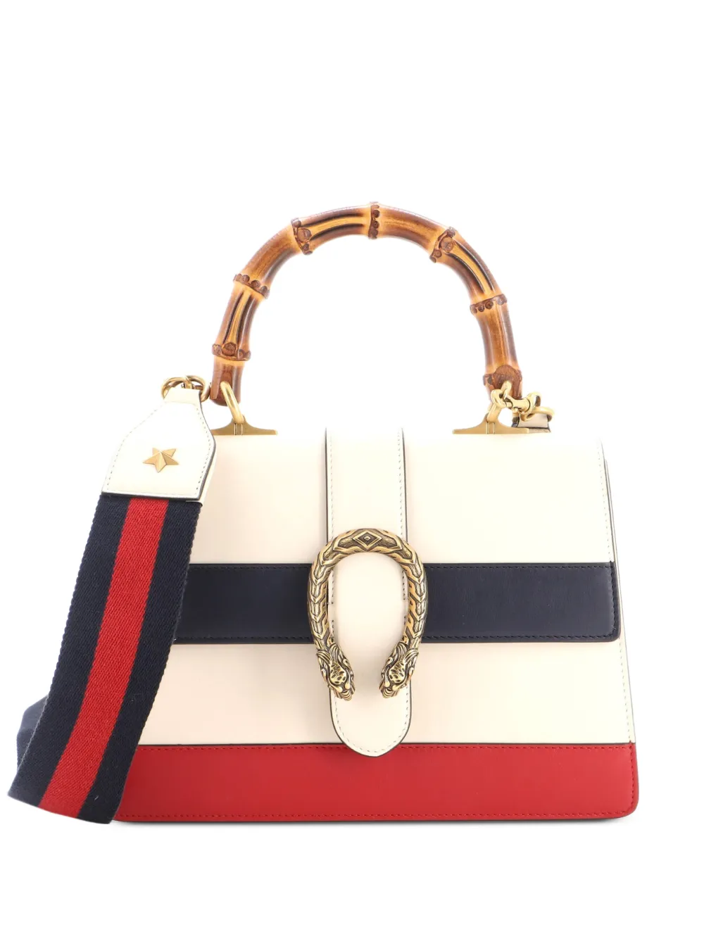 Gucci Pre-Owned Dionysus Bamboo Top Handle Bag Colorblock Leather Medium satchel - Blu
