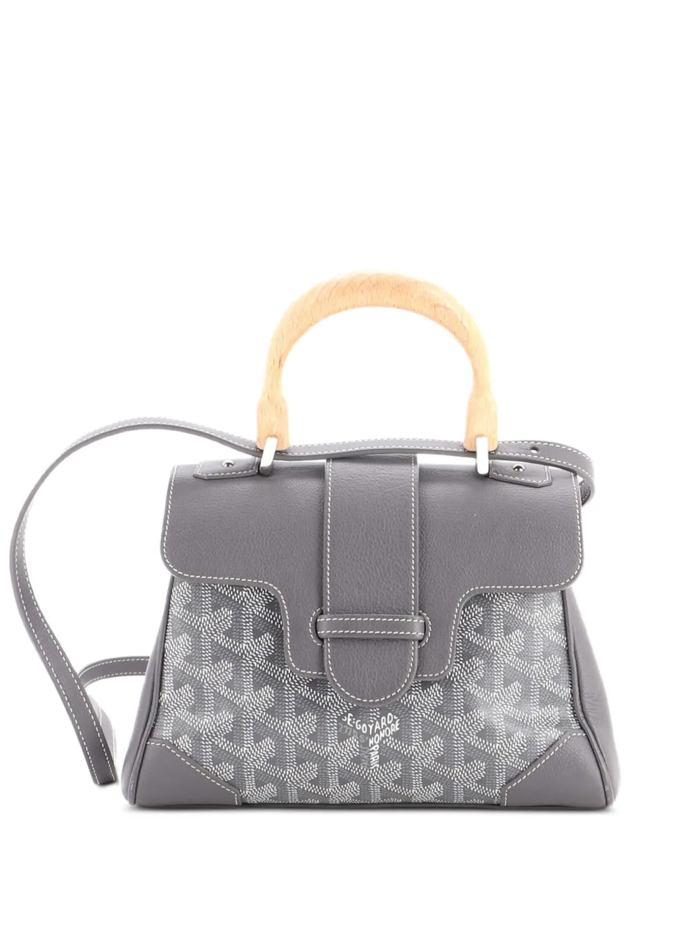 Goyard Pre-Owned Saigon Top Handle Bag Coated Canvas with Leather Mini shoulder bag - Grigio