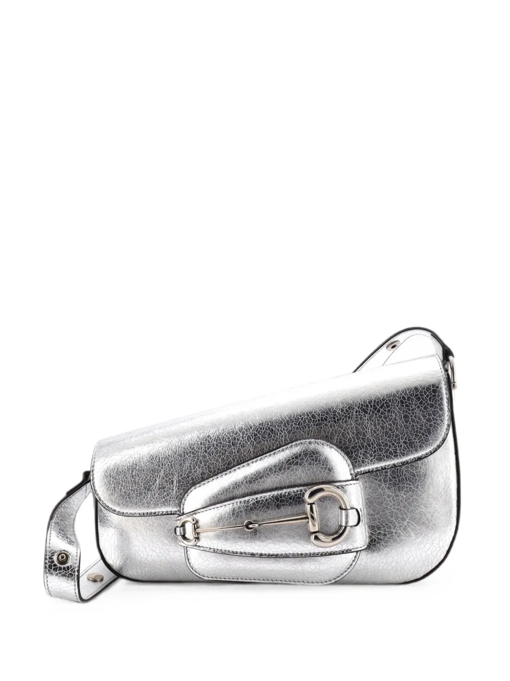 Gucci Pre-Owned Horsebit 1955 Asymmetric Leather Small shoulder bag - Silber