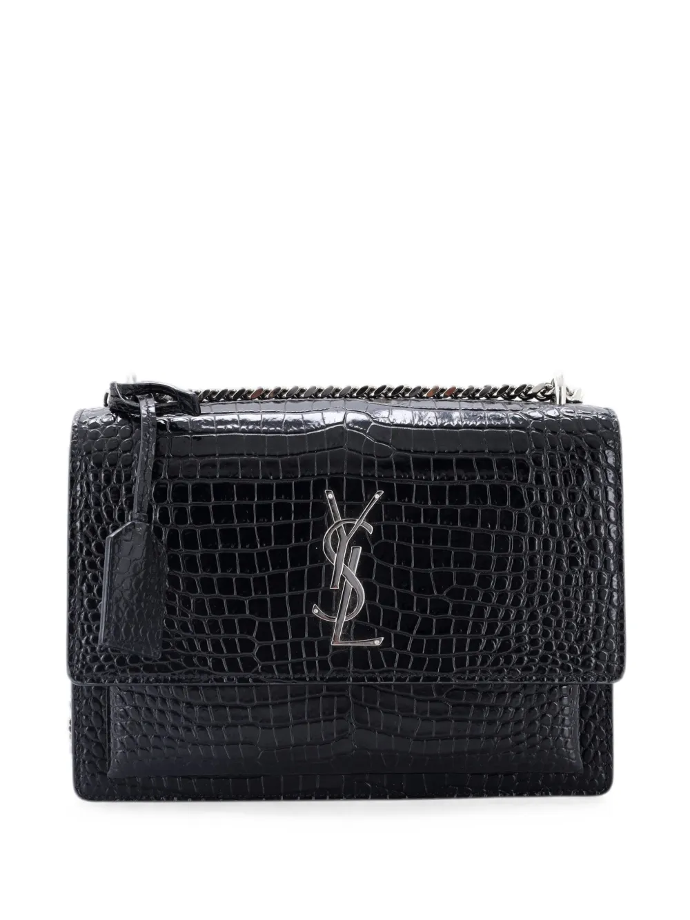 Saint Laurent Pre-Owned Sunset Crocodile Embossed Leather Medium crossbody bag - Nero