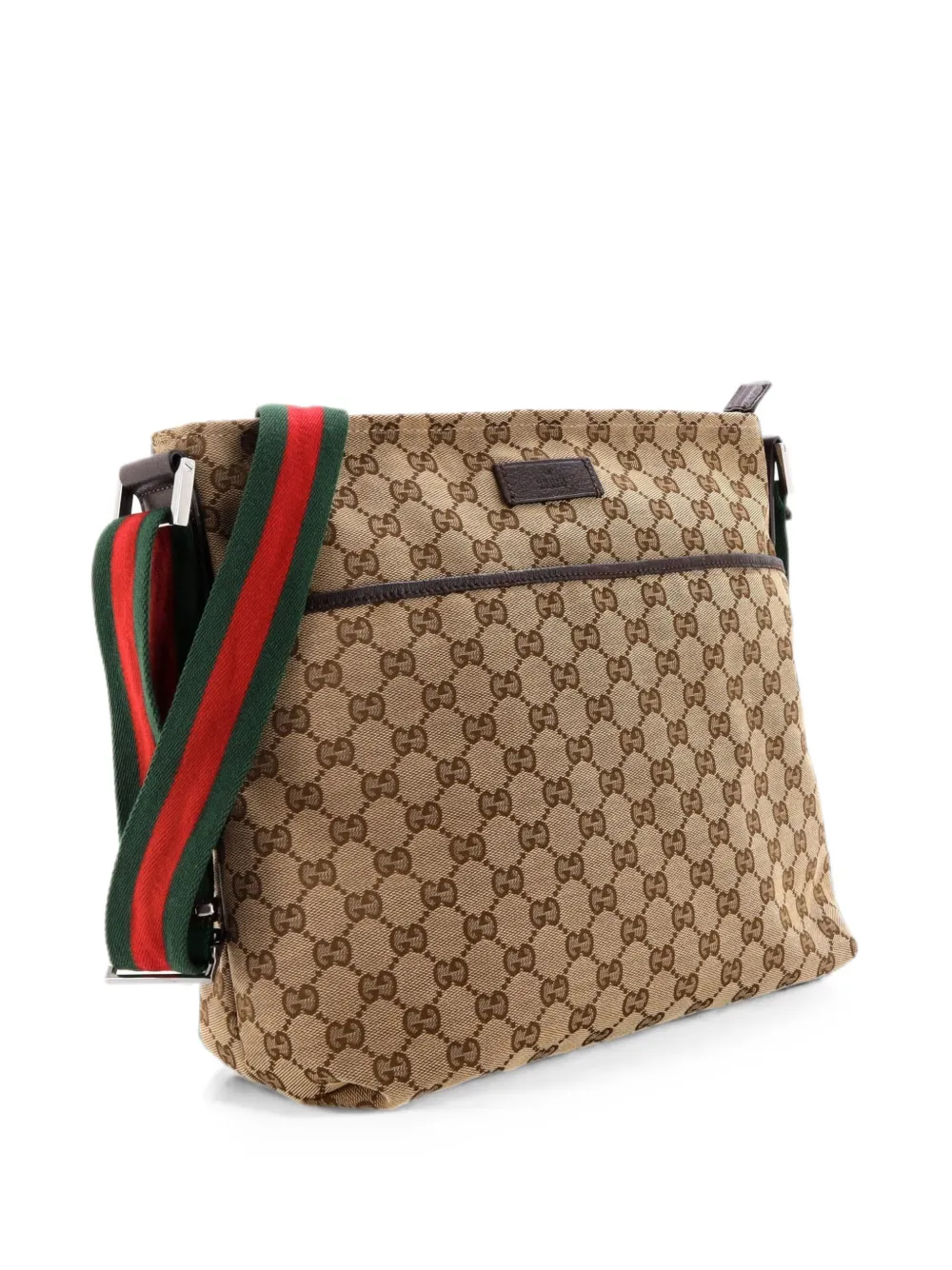 Gucci Pre-Owned Front Pocket Web Messenger GG Canvas Medium crossbody bag - Braun