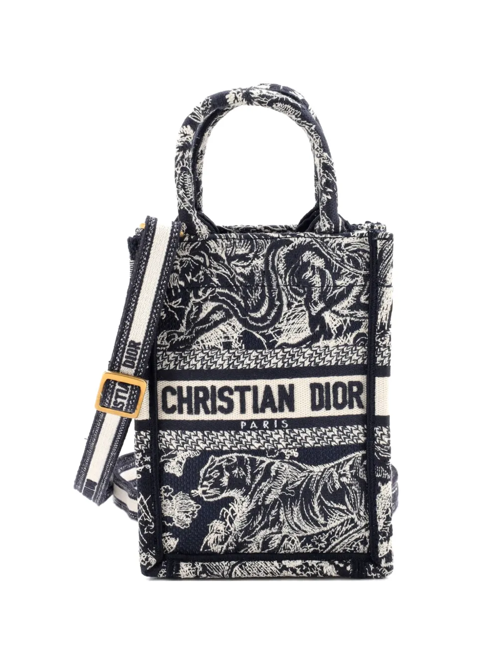 Christian Dior Pre-Owned Book Tote Phone Bag Embroidered Canvas Mini crossbody bag - Blu