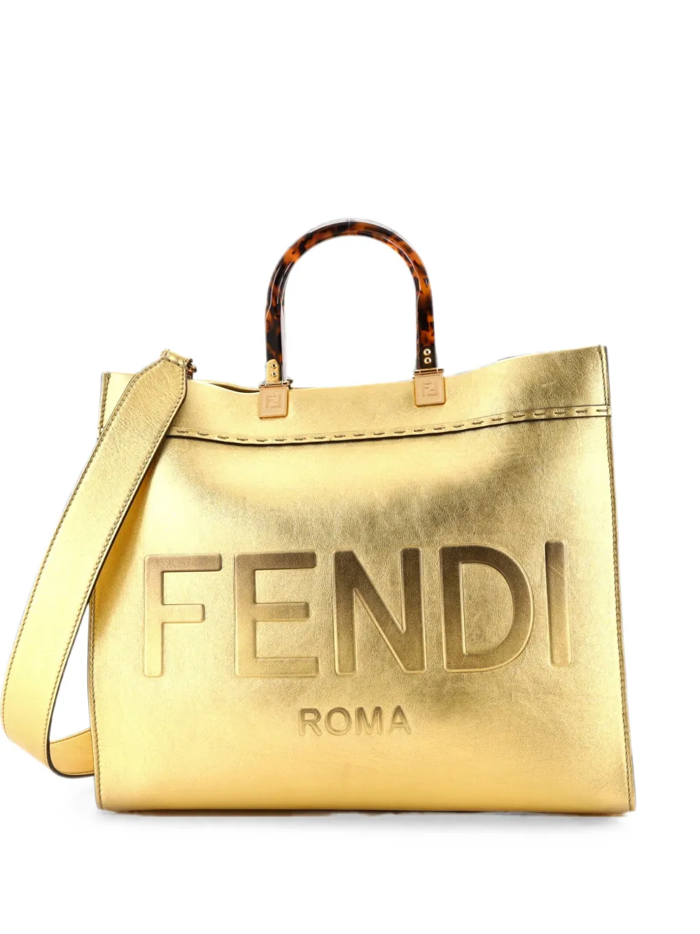 Fendi Pre-Owned Sunshine Shopper Leather Medium tote bag - Gold