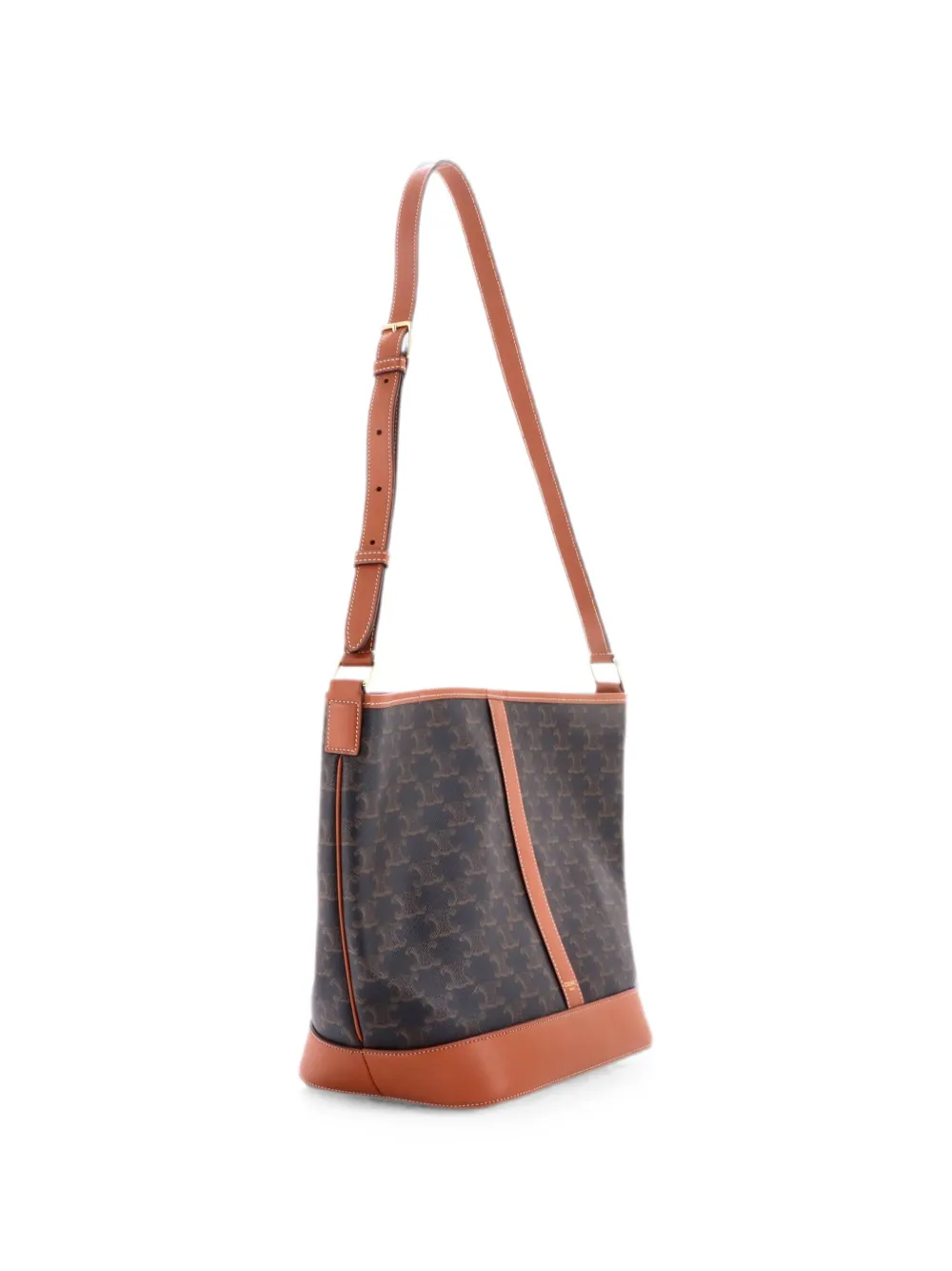 Celine Pre-Owned Triomphe Coated Canvas Medium bucket bag - Braun