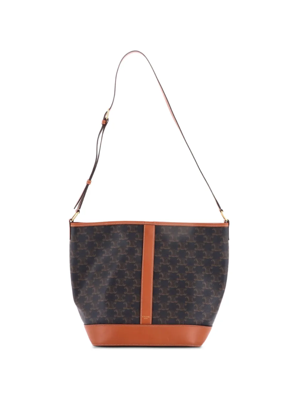 Celine Pre-Owned Triomphe Coated Canvas Medium bucket bag - Marrone