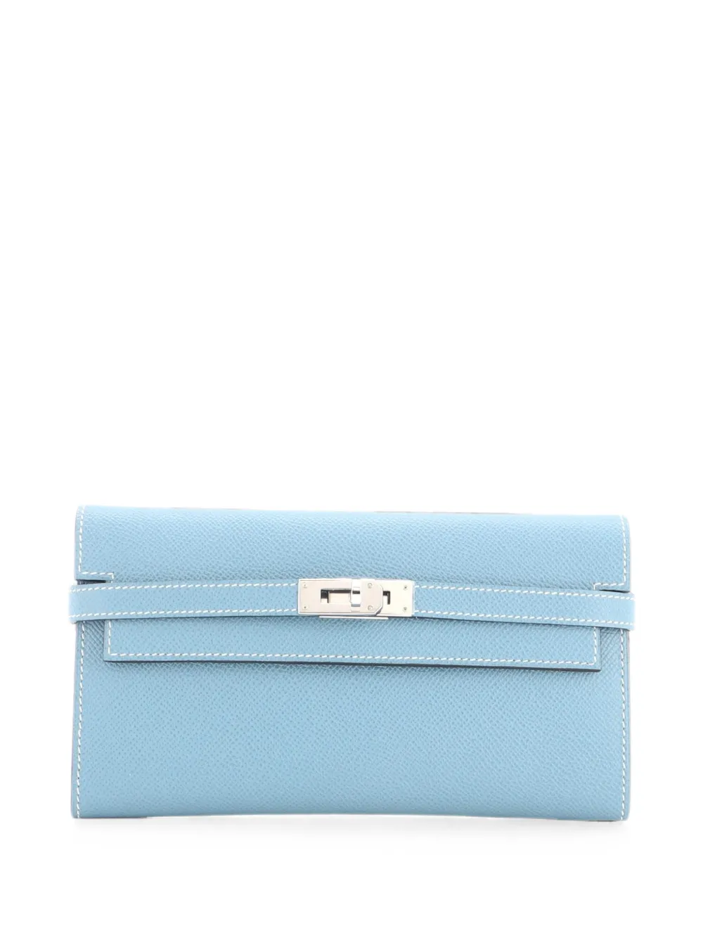Pre-owned Hermes Kelly Wallet Epsom Long Small Wallets In Blue