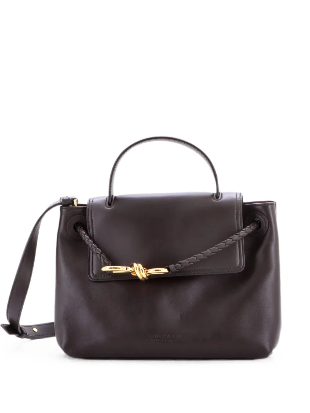 Bottega Veneta Pre-Owned Ciao Ciao Top Handle Bag Leather with Intrecciato Detail Small satchel - Braun