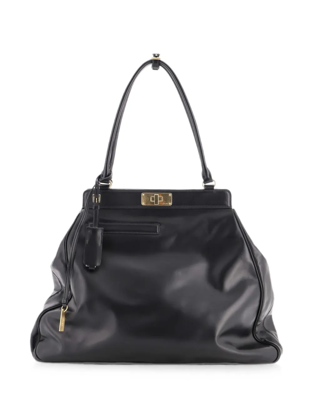 Prada Pre-Owned Frame Lock Leather Large tote bag - Nero