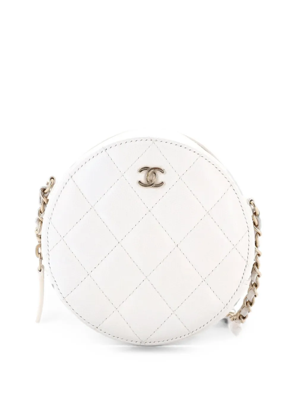 CHANEL Pre-Owned Round Clutch with Chain Quilted Caviar Mini crossbody bag - Weiß