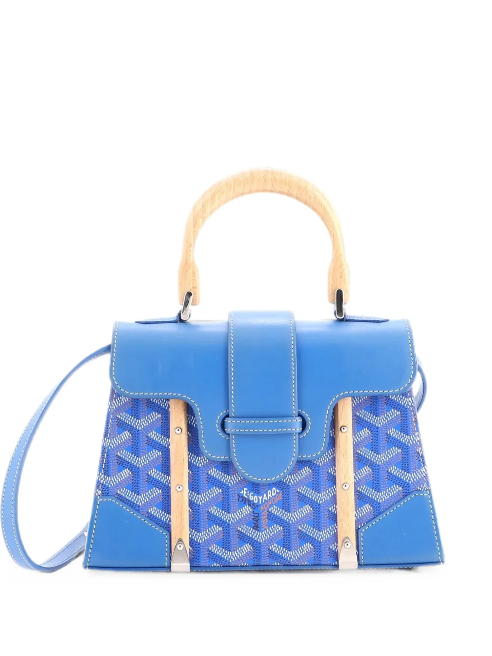 Goyard Pre-Owned Structured Saigon Top Handle Bag Coated Canvas with Leather Mini satchel - Blau
