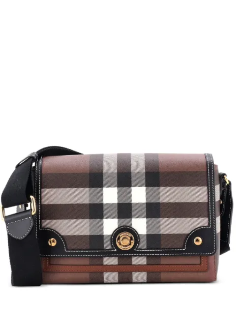 Burberry Pre-Owned Note Check Canvas and Leather Medium crossbody bag