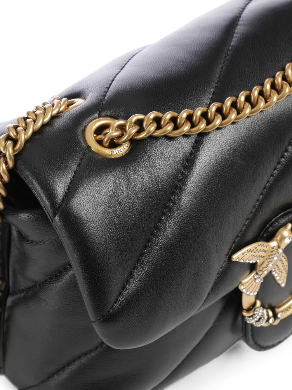 PINKO Love Bag Puff gewatteerde nappaleren mini-crossbodytas met gesp Zwart