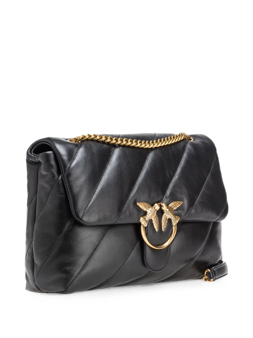 PINKO Love Puff leren schoudertas Zwart
