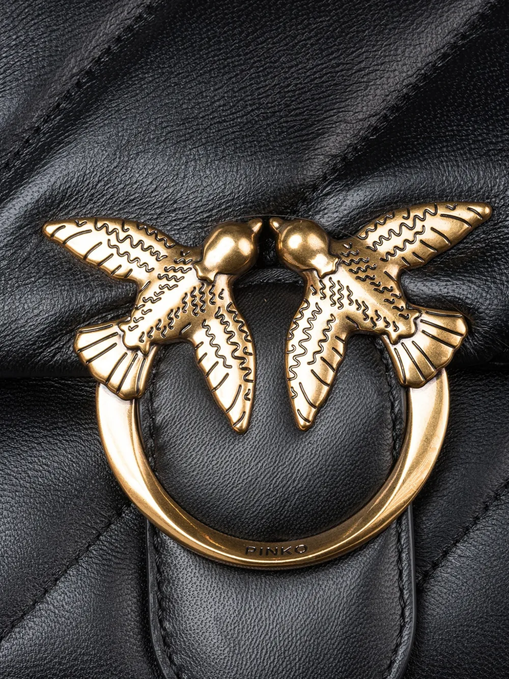 PINKO Love Puff leren schoudertas Zwart