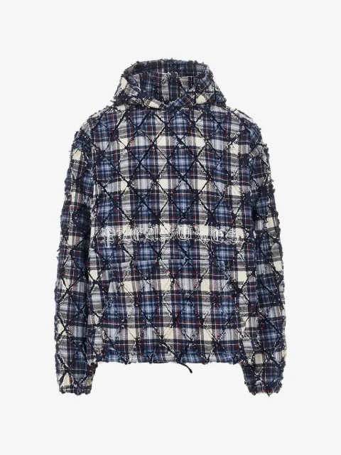 Pleasures Mystic check frayed-edge hoodie