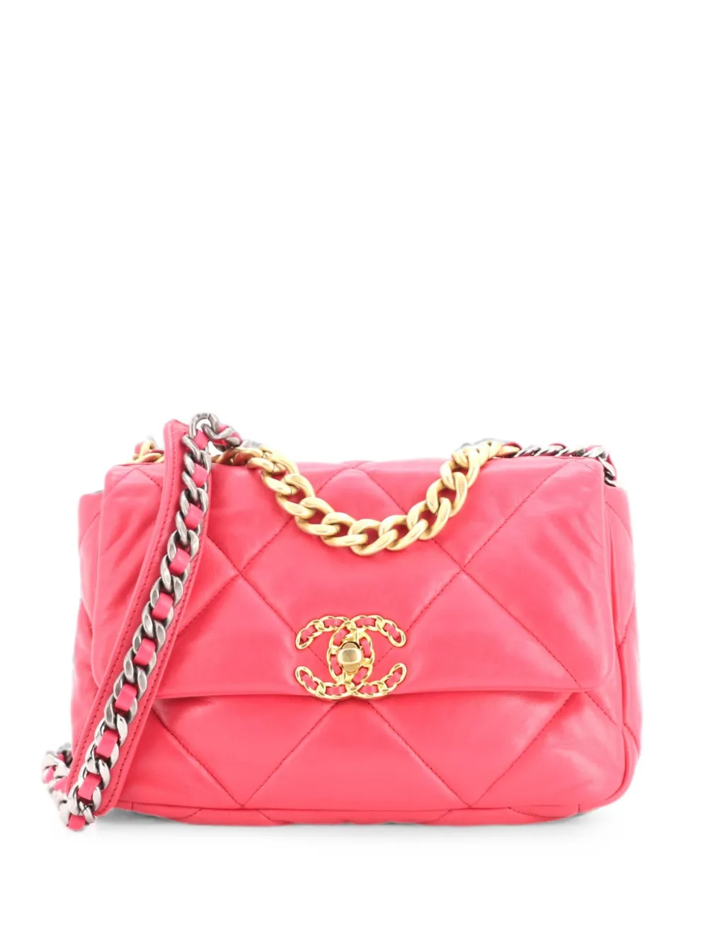 CHANEL Pre-Owned 19 Flap Bag Quilted Leather Medium crossbody bag - Rosa