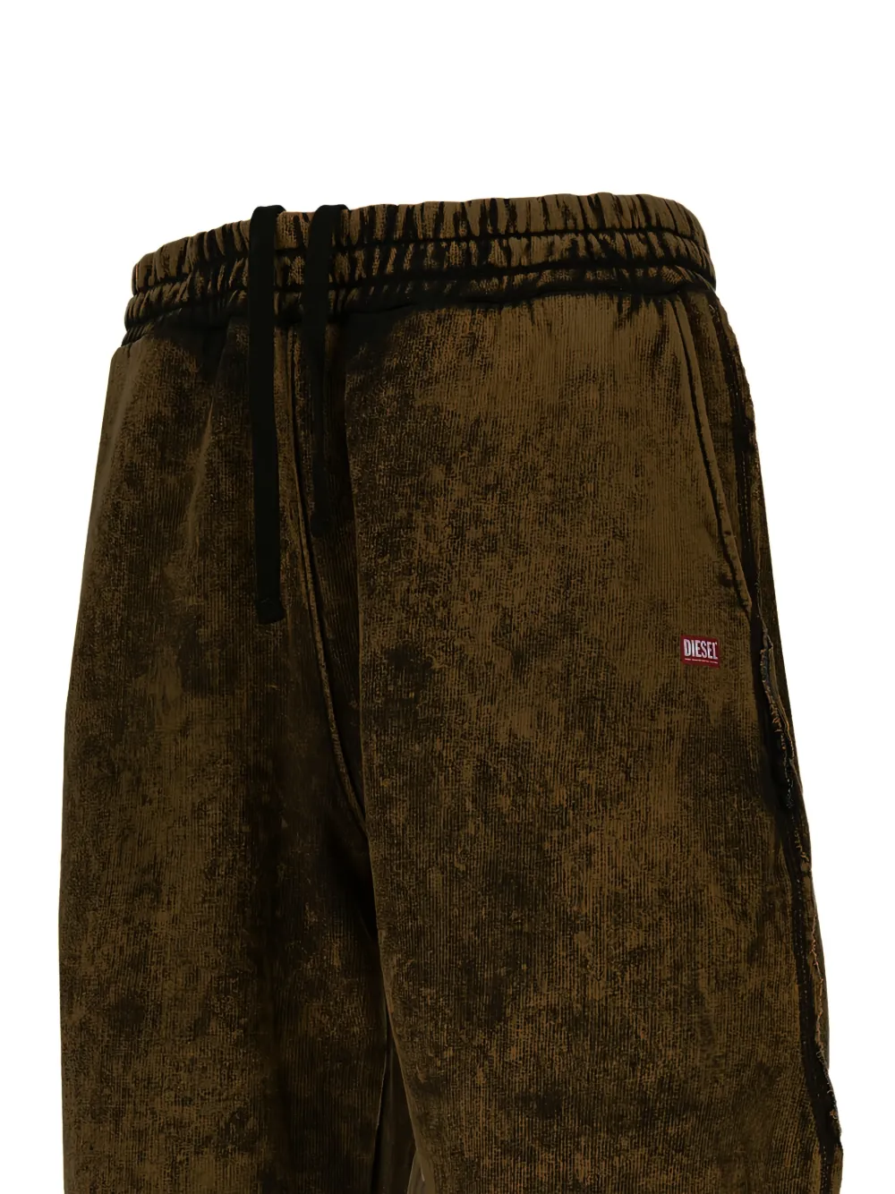 Diesel Joggingbroek met gerafelde afwerking en acid wassing Bruin