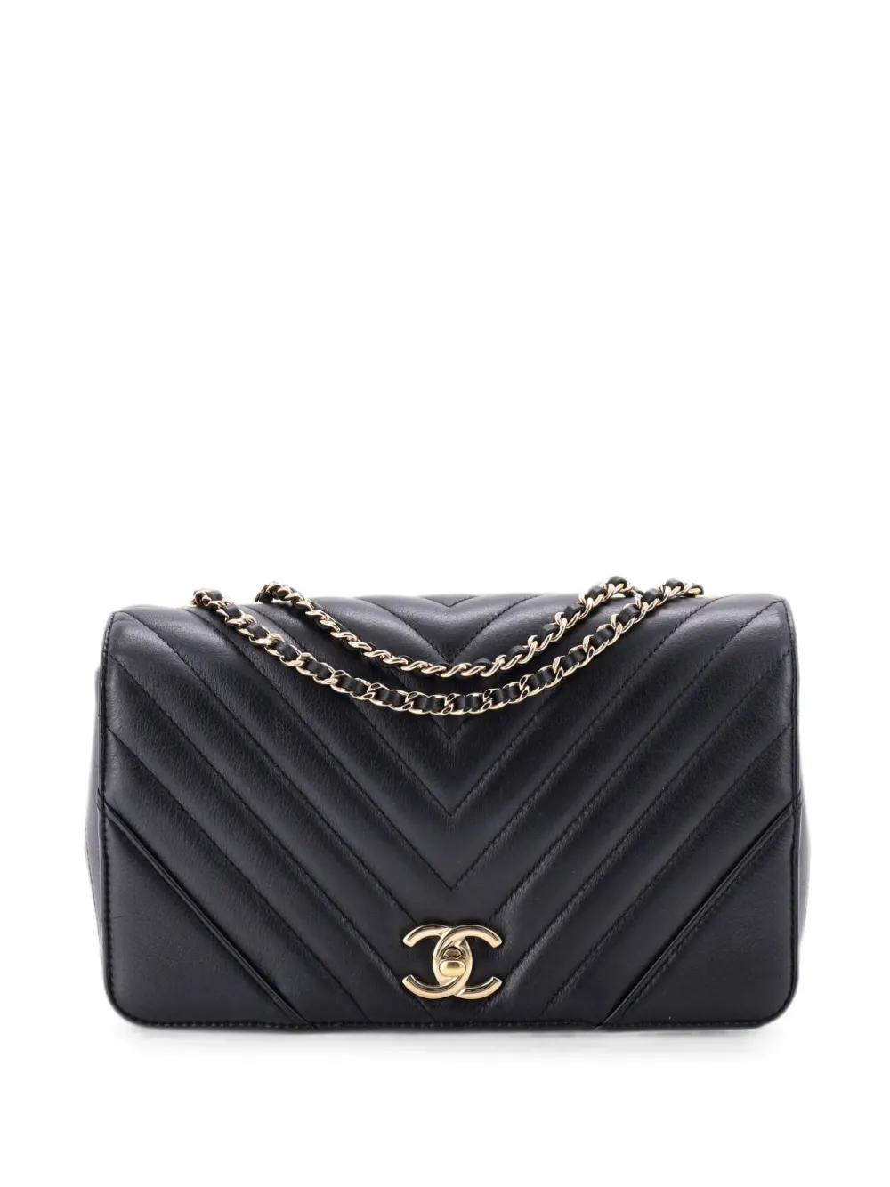 CHANEL Pre-Owned Statement Flap Bag Chevron Calfskin Small shoulder bag - Schwarz