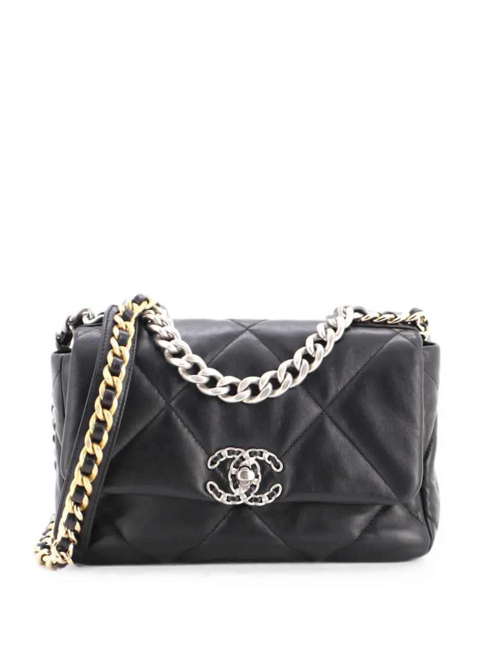 CHANEL Pre-Owned 19 Flap Bag Quilted Leather Medium crossbody bag - Schwarz