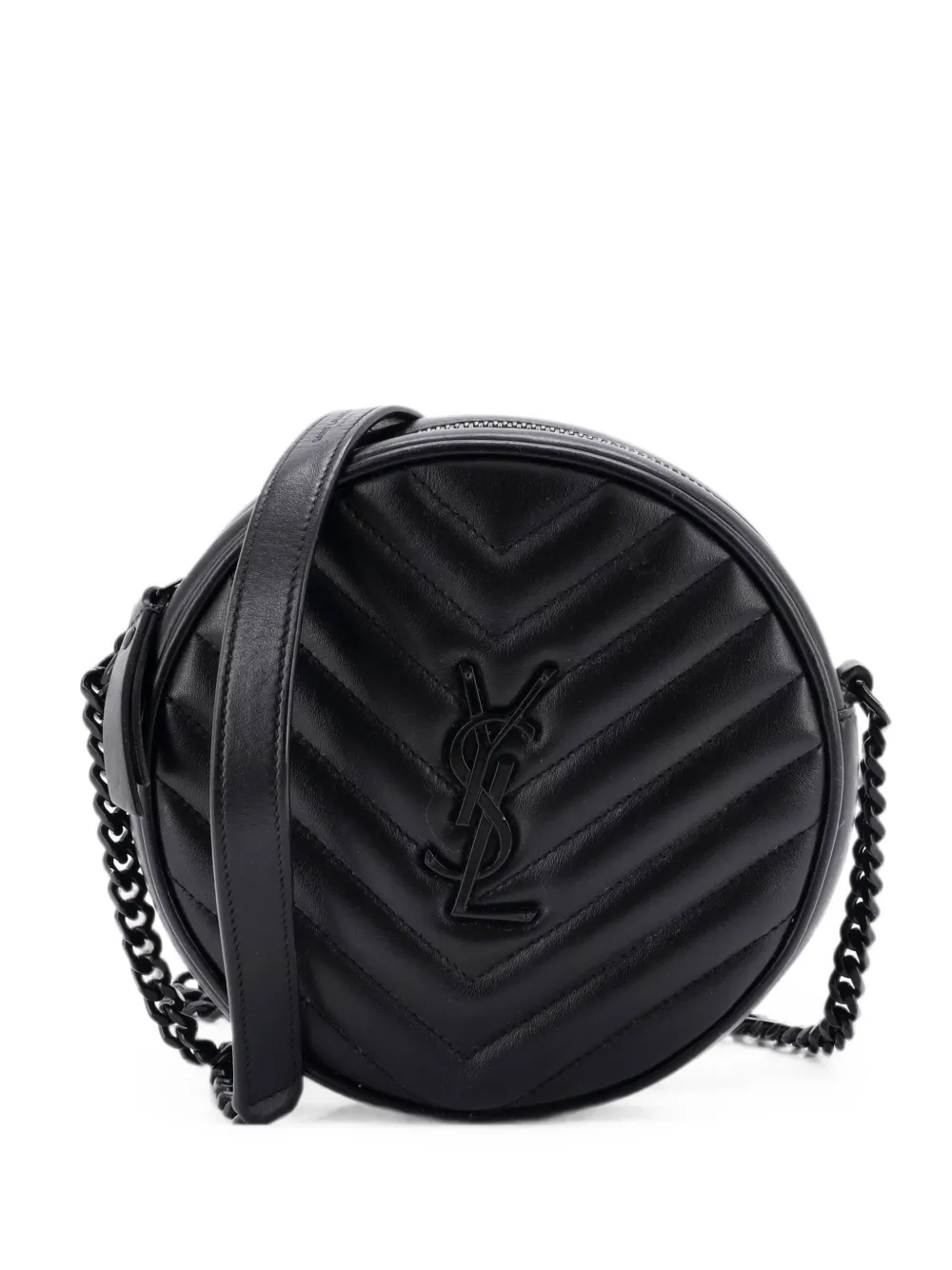 Saint Laurent Pre-Owned Vinyle Round Camera Bag Matelasse Chevron Leather crossbody bag - Schwarz