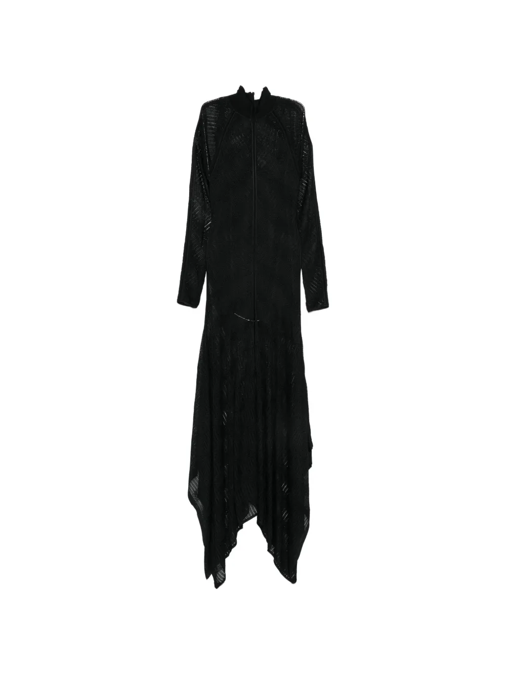 ZIMMERMANN Chevron asymmetric pointelle-knit handkerchief-hem maxi dress - Schwarz