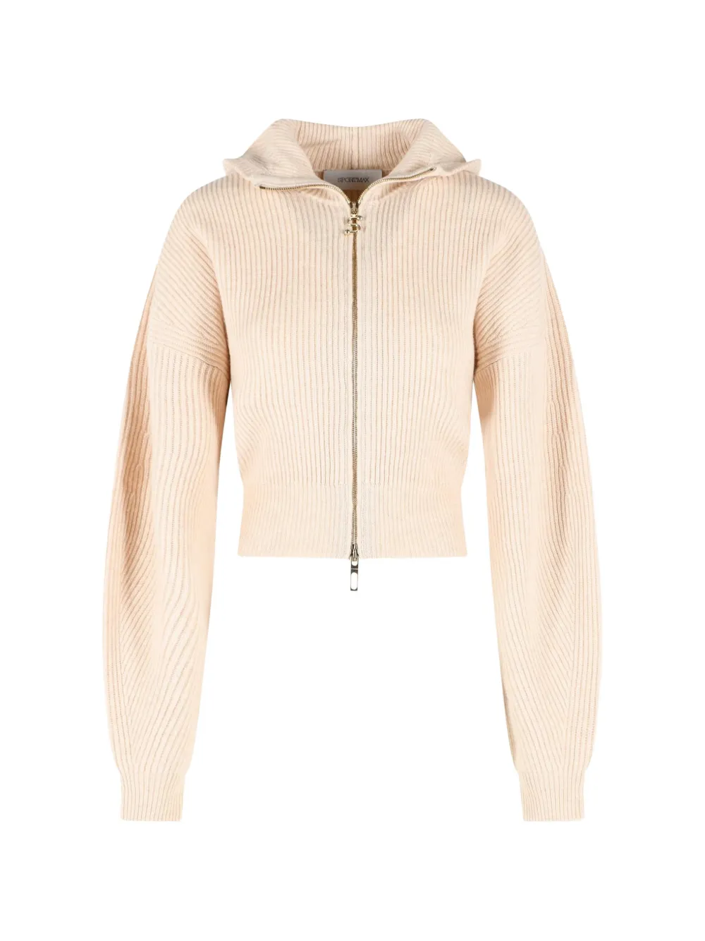Sportmax Ribbed-knit Hooded Cardigan In 中性色