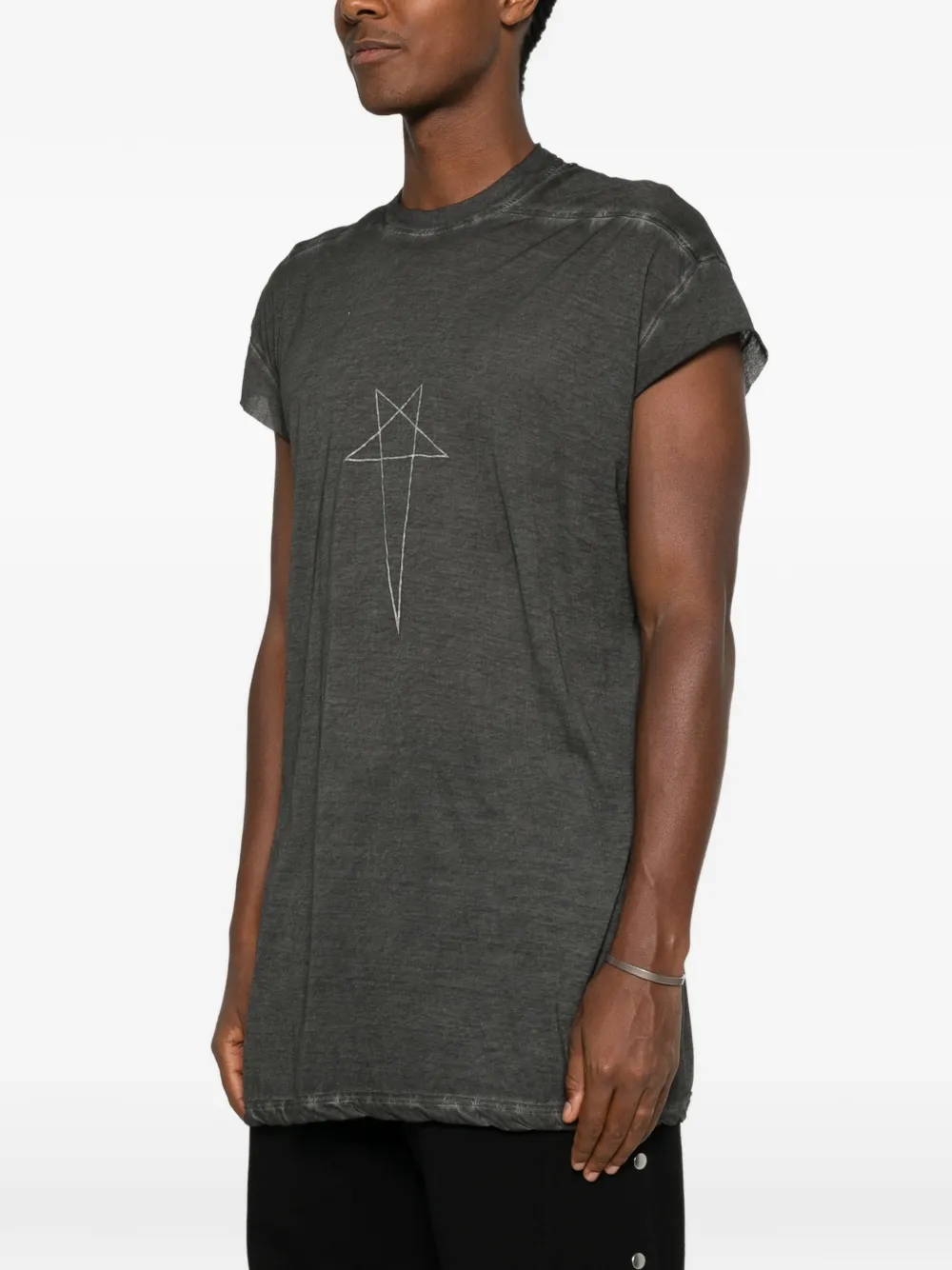 Rick Owens DRKSHDW Tower Rick Jumbo SL T katoenen gaasjersey T-shirt met vervaagd effect Zwart