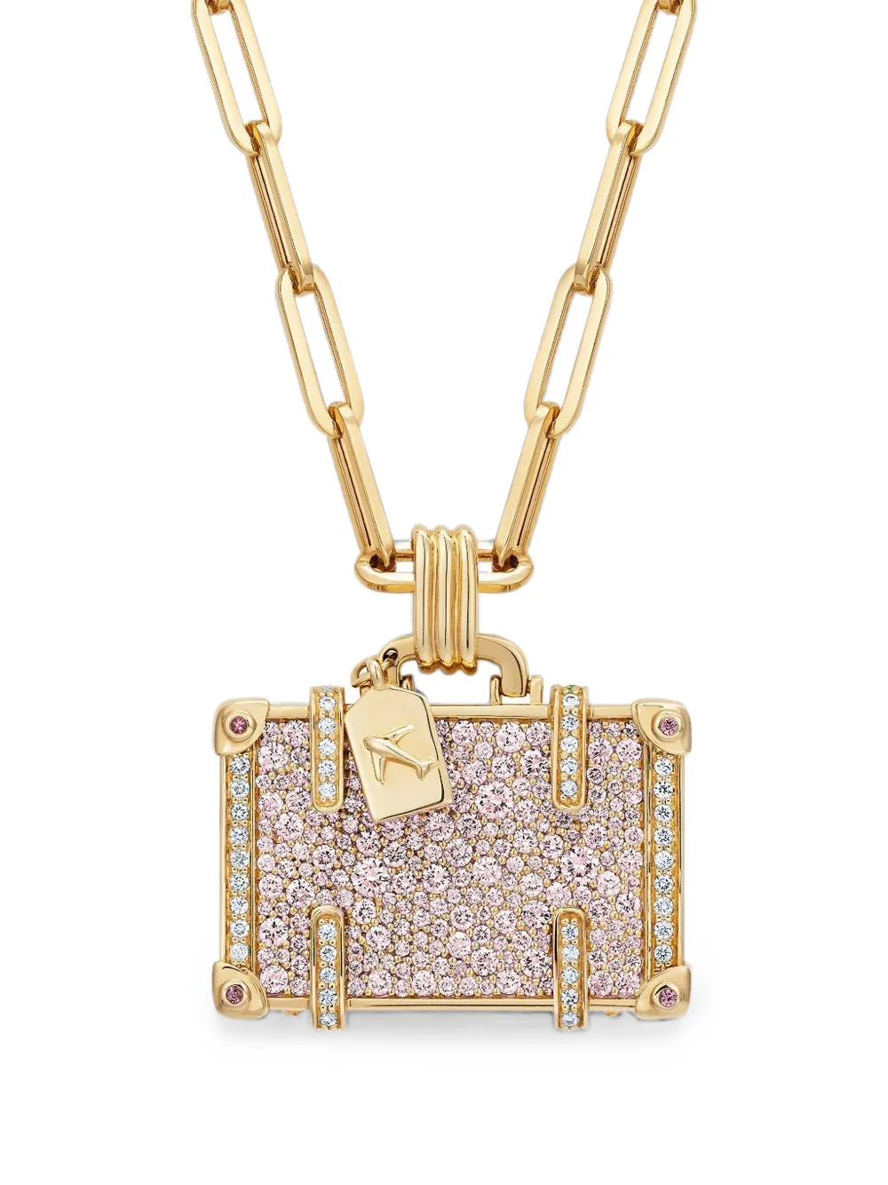 Nevernot pink sapphire and diamond necklace - Gold