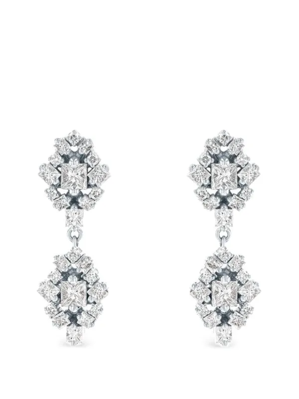 Suzanne Kalan La Fantaisie Diamond Drop Earrings in Silver