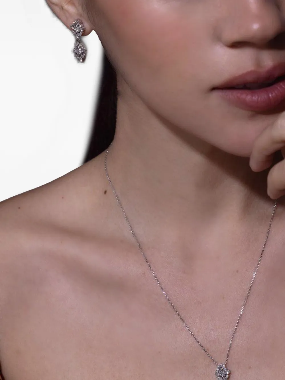 Suzanne Kalan La Fantaisie Diamond Drop Earrings in Silver, view 3